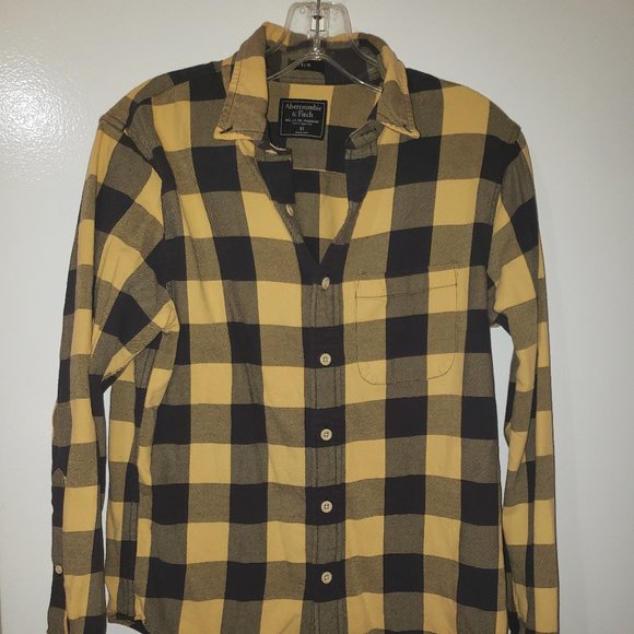 Abercrombie & Fitch Tops - Abercrombie & Fitch Yellow & Black Plaid Flannel